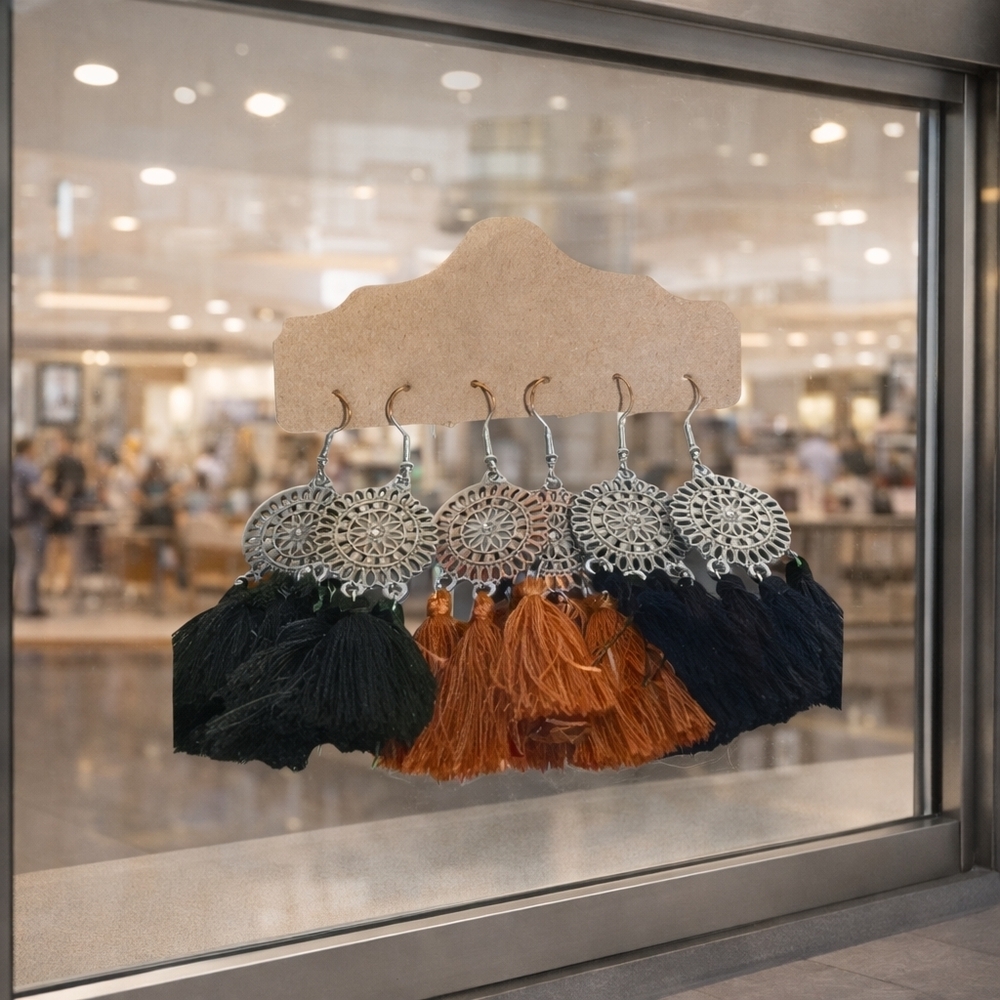 Three pair of round flower earrings.